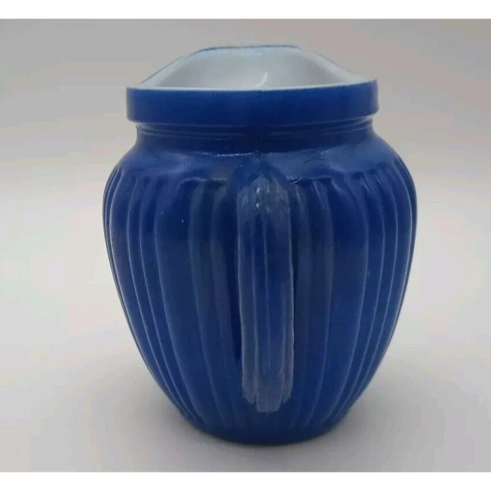 Hazel Atlas Moderntone Platonite Colbalt Blue Glass Creamer. 4.25